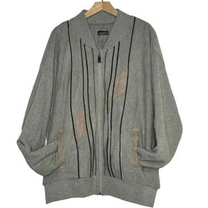 Cooper Full Zip Bomber Jacket XL Gray Vintage Wool Blend Knit Geometric Canada